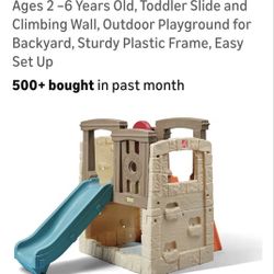 Step2 Woodland Climber II Kids Playset, Ages 2 –6 Years Old, Toddler Slide and Climbing Wall, Outdoor Playground for Backyard, Sturdy Plastic Frame, E