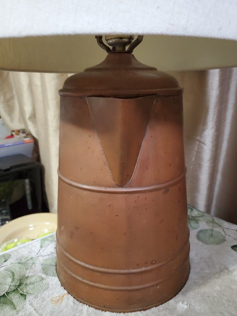 Vintage Copper Tea Kettle Lamp with Shade