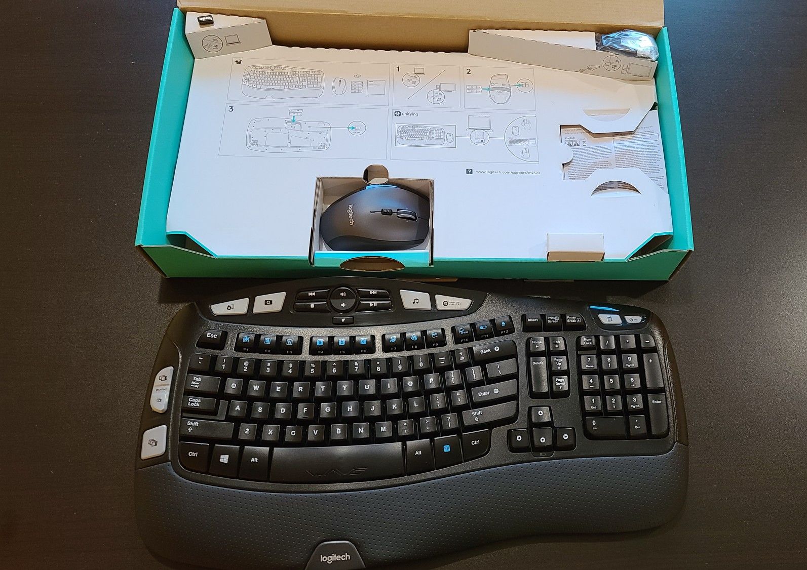 Logitech - MK570 Comfort Wave Wireless Keyboard And Optical Mouse