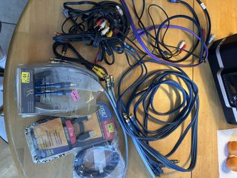 Assorted Video Audio Telephone Cables And  Adapters 