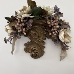 Gold Gilt Wall Bracket And Sill Flower Arrangement