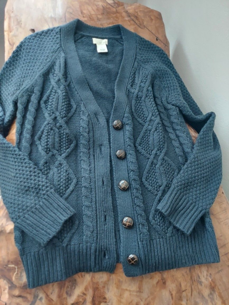 Chunky Cable Knit Cardigan Sweater 