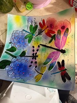 Hand-Painted Glass fruit bowl