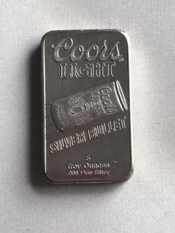 Vintage Coors Light Silver Bullet Bar, 5oz .999 Fine Silver, Exc Condition, Rare