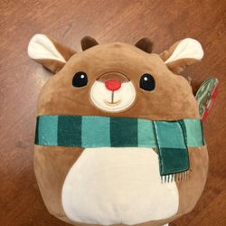 NWT Squishmallows 8” Rudolph The Red Nosed Reindeer(Green Scarf) Holiday 2023