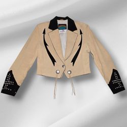 1970s Pioneer Wear Leather Jacket Vintage Small Womens Cropped Cowboy Coat