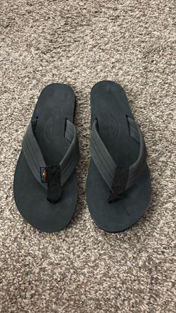 Rainbow Sandals Black Leather Flip Flops