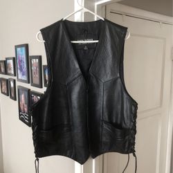 Wilson’s XL Genuine, Black Leather Motorcycle Vest 