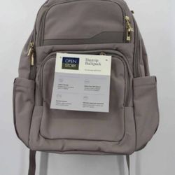 GRAY BACKPACK WITH GOLD ZIPPERS (OPEN STORY)