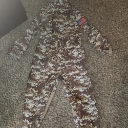 Authentic Kids Size 6-7 Camo Sand Full Body Outfit Costume Cosplay Jumpsuit