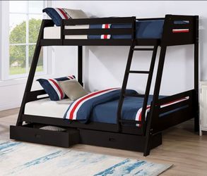 Twin/full size Expresso Bunkbed With Ortho Mattress Included