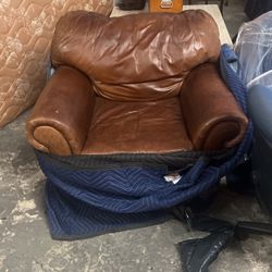 Leather Couch And Armchair 