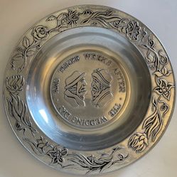 Vintage Wilton Columbia Pa. Pewter Before/After Wedding plate RWP 