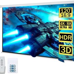 Kayle 120" Motorized Projector Screen Electric Diagonal Automatic Projection 16:9 HD Movies Screen for Home Theater 