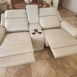 Two Bridget White Power Reclining Loveseats