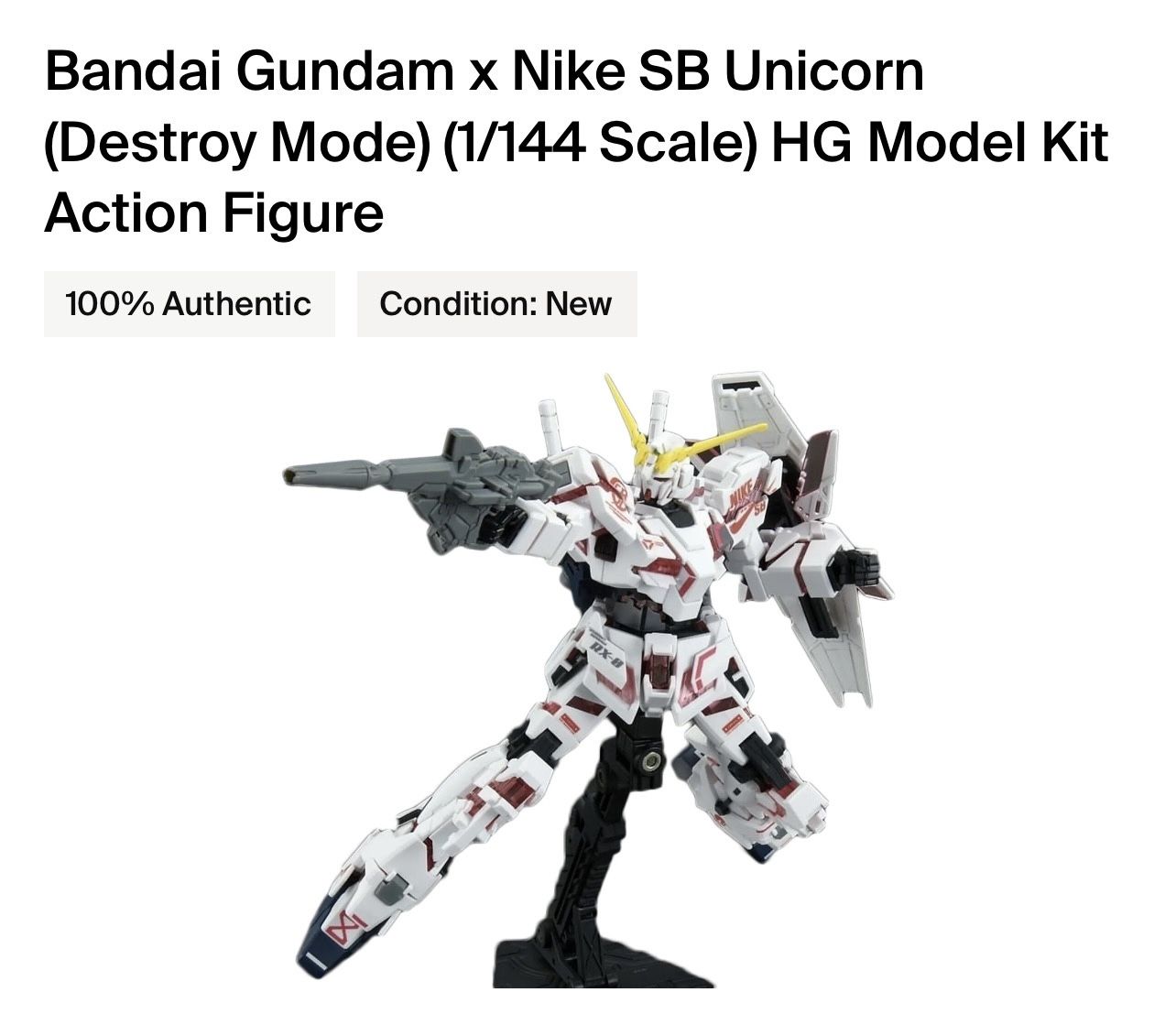 New Bandai Gundam X Nike SB Unicorn HG Model Kit Action Figure