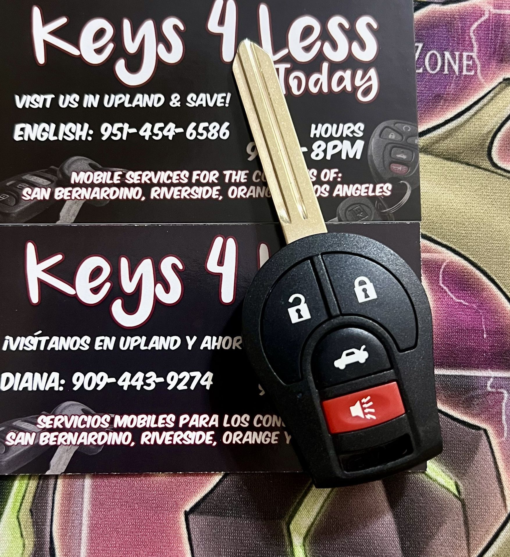 [$100 in Pomona] Nissan & Infiniti Head Key & Remote Copy (Sentra, Versa Note, G35, Rogue, Juke, Armada, Pathfinder, FX35, FX45)