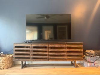 Modern Slatted Walnut TV Stand / Media Console — Excellent Condition
