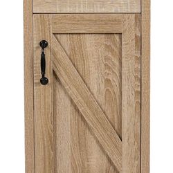 Freestanding Bathroom Side Cabinet, 28-inch Modern Natural Color Wood Fixture Stand Pedestal Bathroom Storage Cabinet