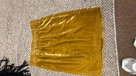 Gold Velvet Mini Skirt with Elastic Waist