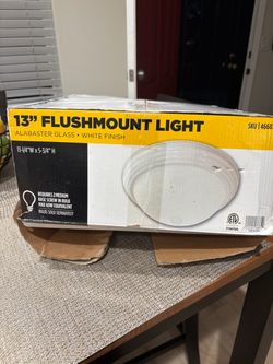 13" Flushmount Ceiling Light Alabaster Glass White