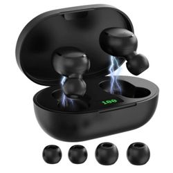 True Wireless Earbuds, Bluetooth Headphones with Microphone and Mechanical Button Control, LED Power Display, Noise Cancelling, IPX4 Waterproof, Ultra