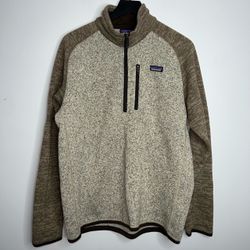 Patagonia Better Sweater 1/4 Zip Fleece Pullover Mens Large Bleached Stone Khaki