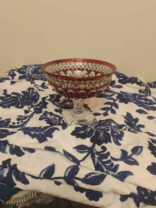 Vintage Waterford Crystal W/ Ruby Stain Dish