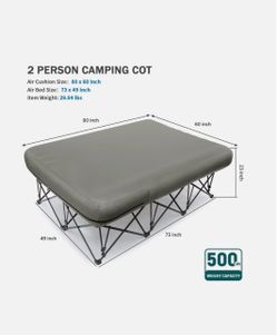 New KAMPKEEPER Camping Cot,Camping Cots for Adults,Folding Camping Cot with Inflatable Air Mattress and Carry Bag,for Outdoor Travel Camp Beach Vacati