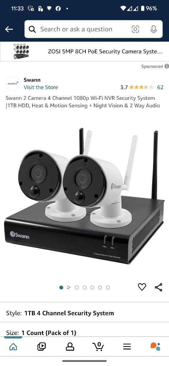 Swann Camera Channel 1080p Wi Fi NVR Security System 1TB HDD1