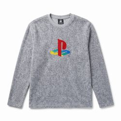 Official Sony PlayStation Gray Fleece Crewneck Sweatshirt Size M Retro Gaming