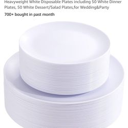 Plastic Plate Set 50 Dinner and 50 Dessert See Pic For Sizes