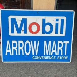 Large Metal Arrow Mart Mobil Sign