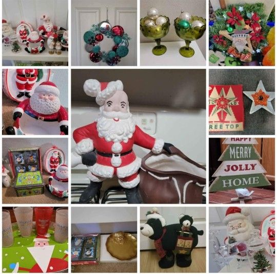 Vintage Ceramic Santa Claus Christmas Decorations