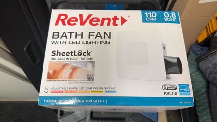 REVENT RVL110 BATHROOM EXHAUST FAN WITH LED LIGHT – NEW in BOX