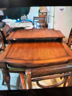 Ashley Furniture KULI Wood Leather Design Rectangle Table w/ 8 Chairs