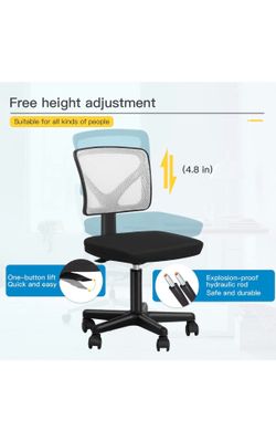 BestOffice Ergonomic Desk Armless Mesh Computer Lumbar Support Swivel Rolling Executive Adjustable Task Chair for Back Pain (White)