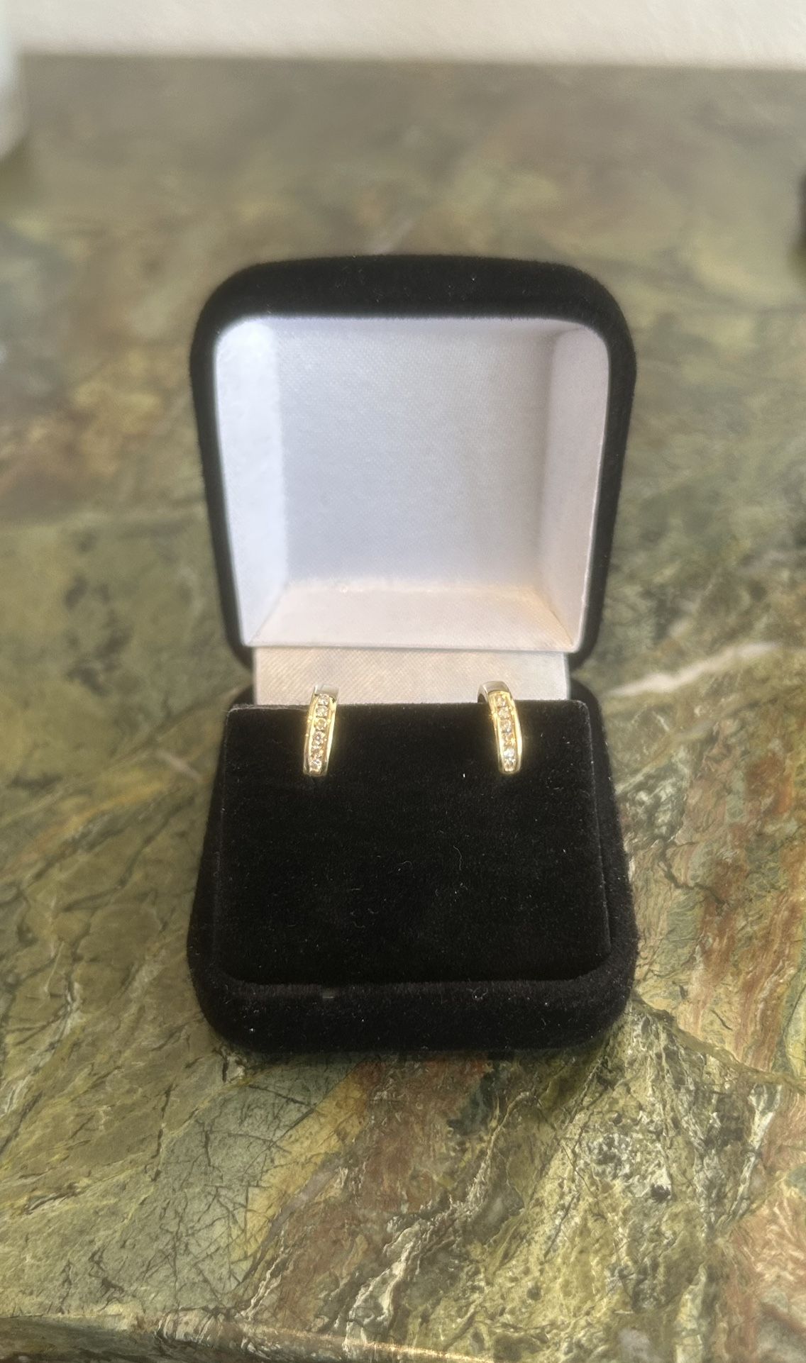 Solid Gold and Diamond Earrings