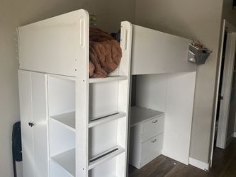 Loft bed twin size, desk, drawers, small closet (2 available)