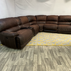 ( Delivery Available ) Large Dark Brown Sectional Couch Recliner