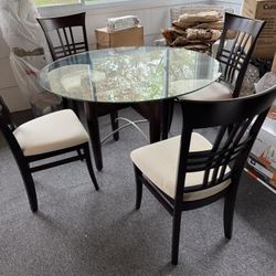 Glass Top Dining Table with 4 Chairs 