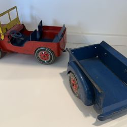 Vintage Toys Marx Jeep & Trailer