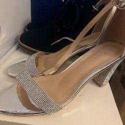 Silver Bling Sandal Heels Size 10