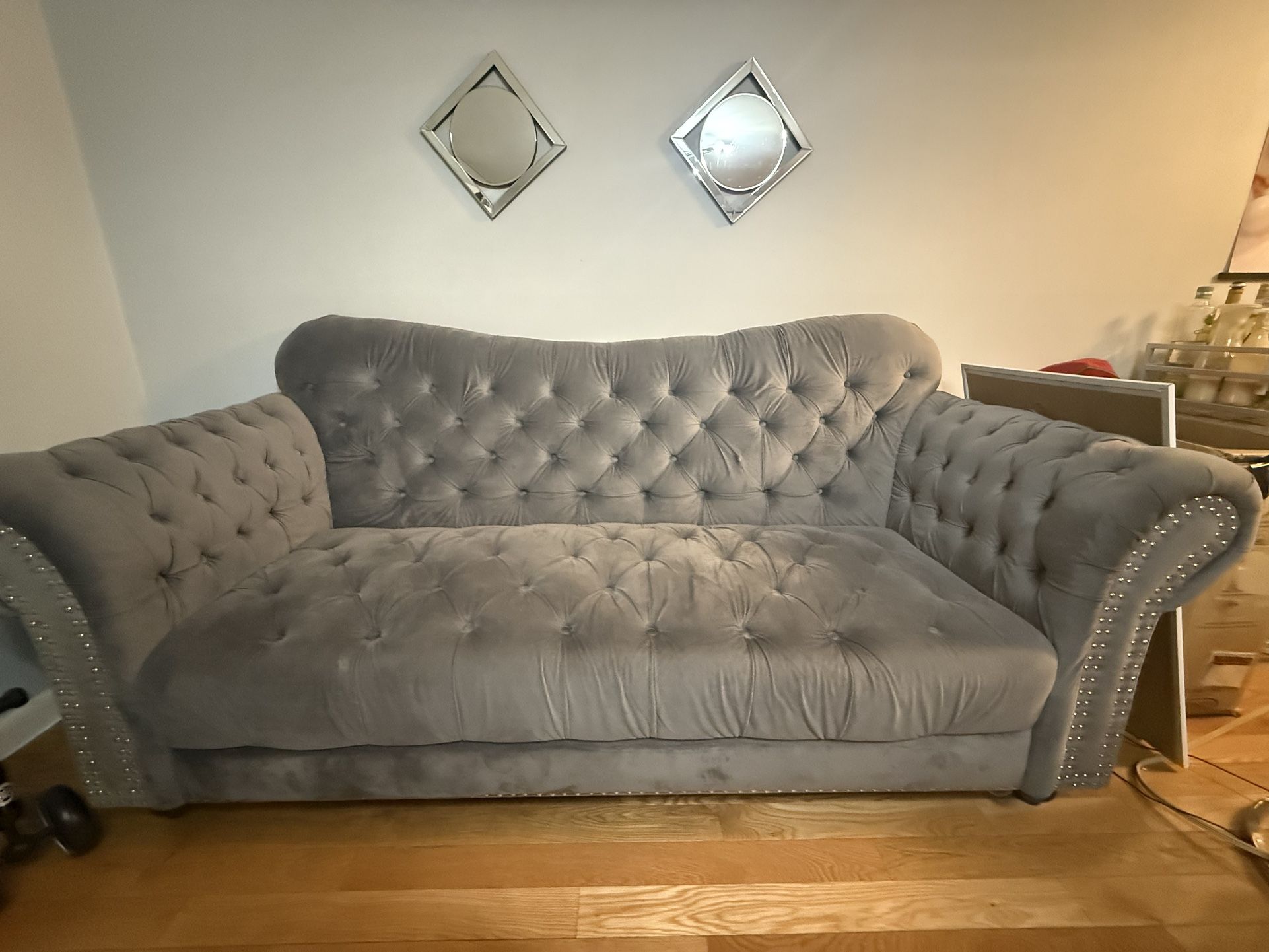 Velvet Grey Couch