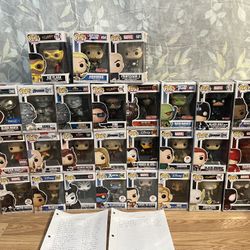 NOW $5 EACH (MSRP $1,200 SEE LIST).  MUST BUY ALL 27 💰💰.  27 BRAND NEW SEALED FUNKO POPS COLLECTION.  🔥🔥.   SEE LIST FOR STORES  AND RETAIL PRICES
