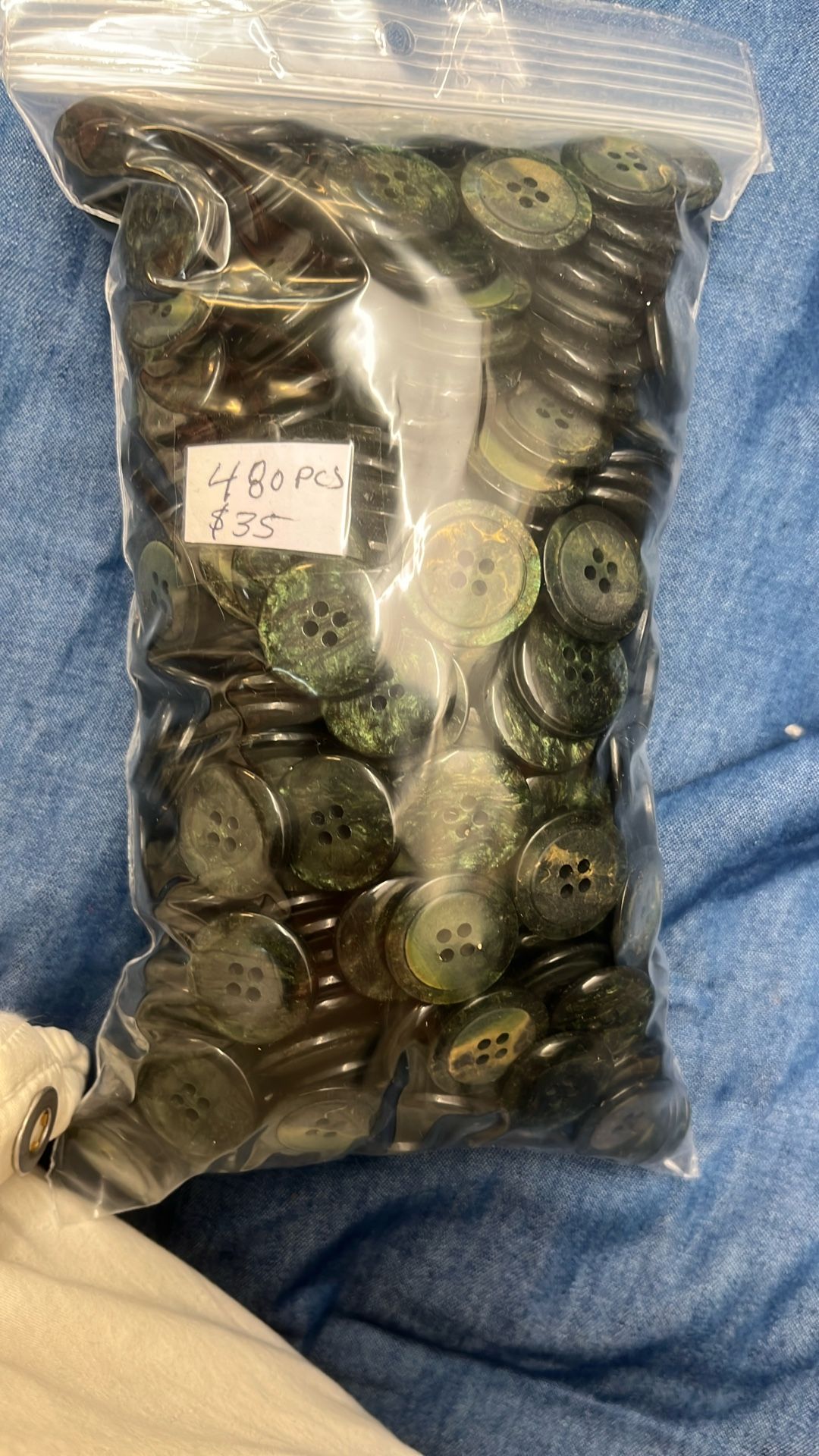 Buttons, Green, 480 Pcs