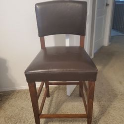 Three Kitchen Leather Counter Bar Stools Brown
