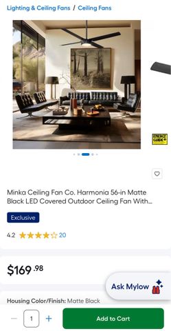 Minka Harmonia 56" Matte Black Smart Ceiling Fan With LED Light