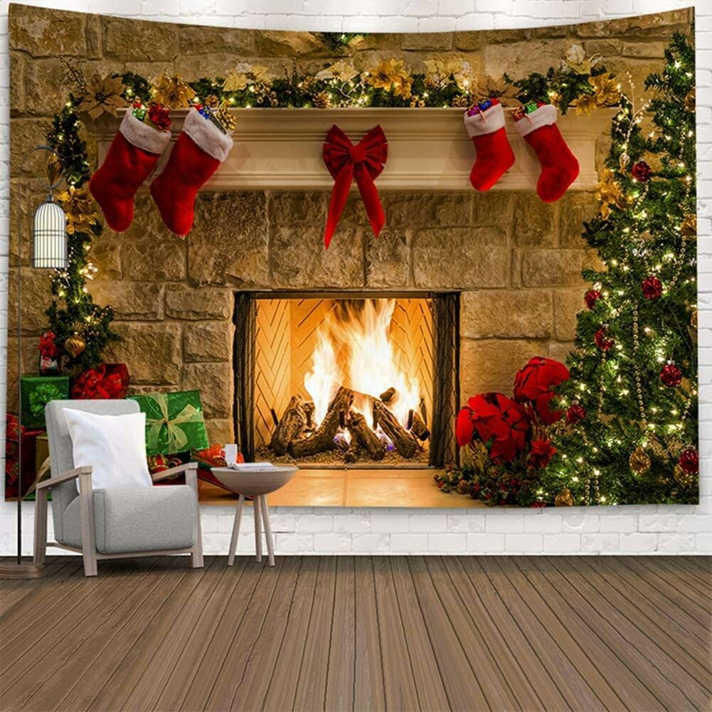 New in Box Christmas Firplace Tapestry