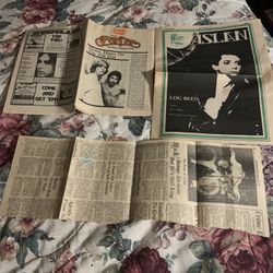Vintage Lot Of News Clipping And Pamphlets. Elvis, Hall N oats , Lou Reed